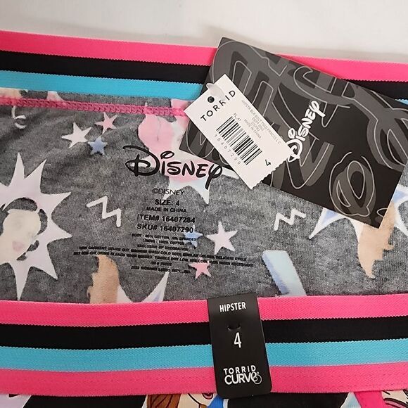 4X 26W Torrid Black Hipster Panty Disney Princess Cotton Wide Band Emo Punk 90s - Picture 6 of 6